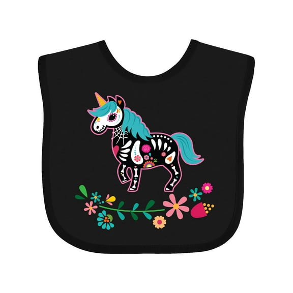 Inktastic Floral Skull Unicorn Sugar Style Dia De Los Muertos Girls Baby Bib