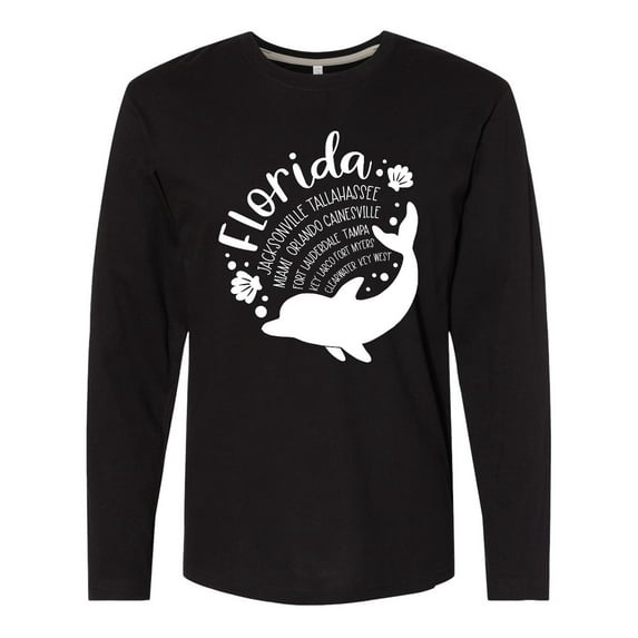 Inktastic Florida Cities with Dolphin Long Sleeve T-Shirt