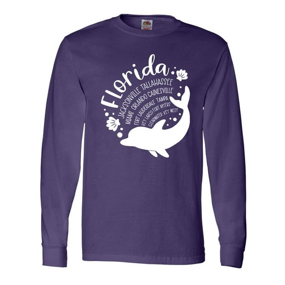 Inktastic Florida Cities with Dolphin Long Sleeve T-Shirt