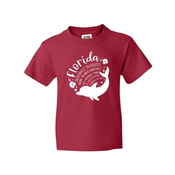 Inktastic Florida Cities with Dolphin Youth T-Shirt