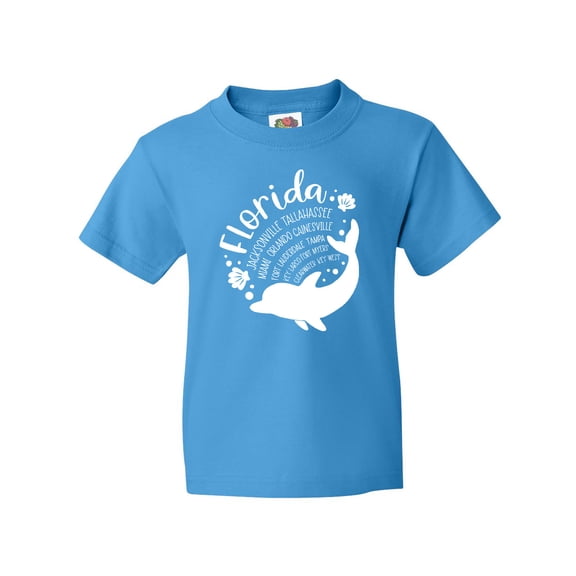 Inktastic Florida Cities with Dolphin Youth T-Shirt