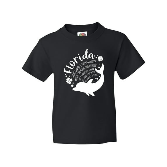 Inktastic Florida Cities with Dolphin Youth T-Shirt