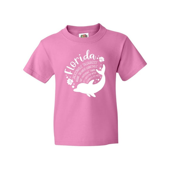 Inktastic Florida Cities with Dolphin Youth T-Shirt