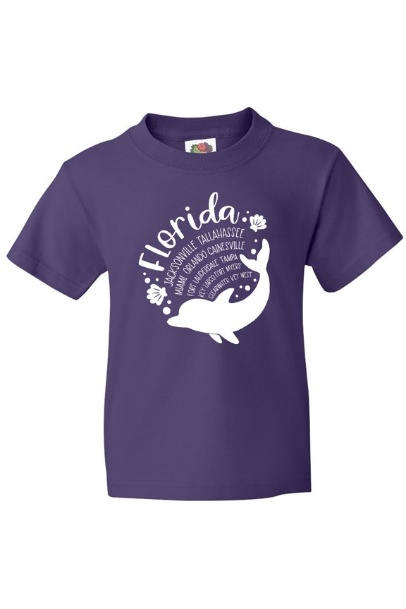 Florida Cities with Dolphin Youth T-Shirt