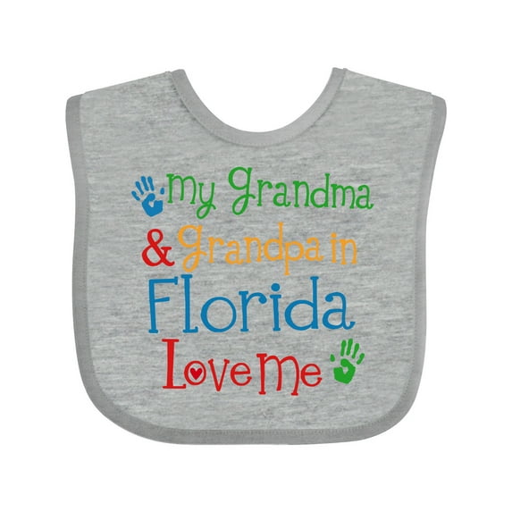 Inktastic Florida Grandma Grandpa Loves Me Boys or Girls Baby Bib