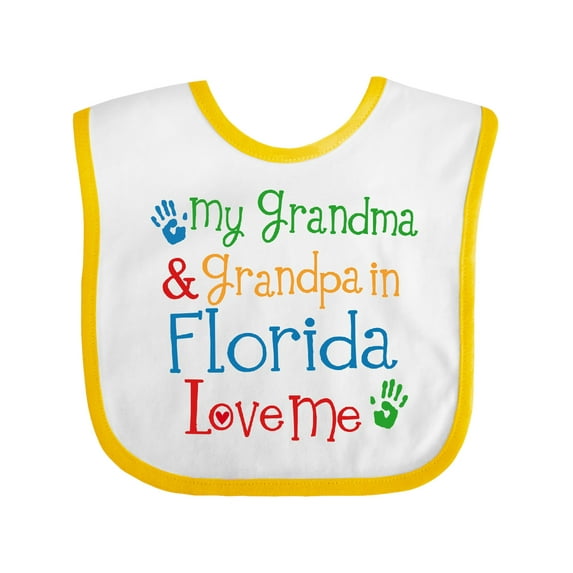 Inktastic Florida Grandma Grandpa Loves Me Boys or Girls Baby Bib