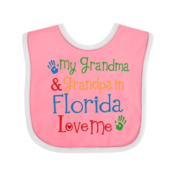 Inktastic Florida Grandma Grandpa Loves Me Boys or Girls Baby Bib