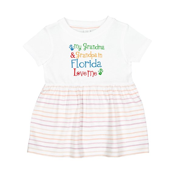 Inktastic Florida Grandma Grandpa Loves Me Girls Baby Dress