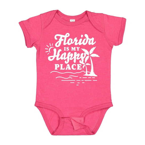 Inktastic Florida is My Happy Place with Palm Trees Boys or Girls Baby Bodysuit