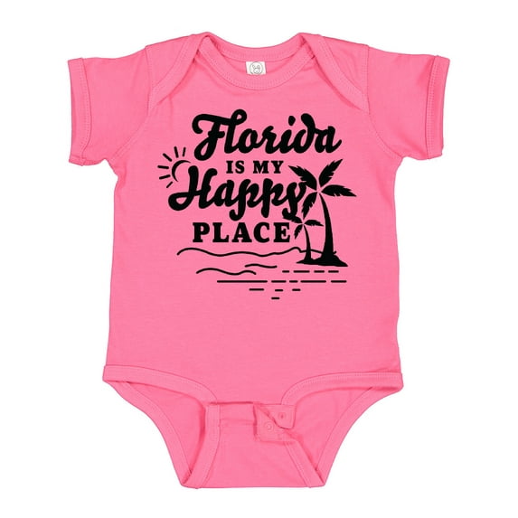 Inktastic Florida is My Happy Place with Palm Trees Boys or Girls Baby Bodysuit