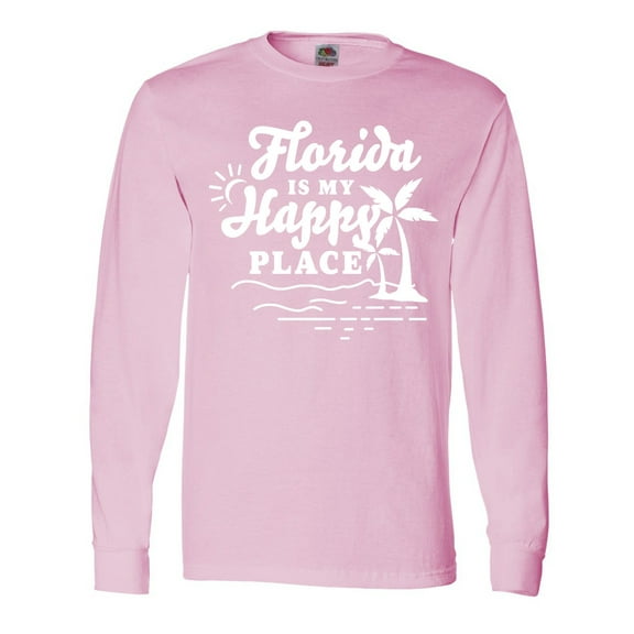 Inktastic Florida is My Happy Place with Palm Trees Long Sleeve T-Shirt