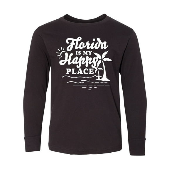 Inktastic Florida is My Happy Place with Palm Trees Long Sleeve Youth T-Shirt