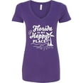 thumbnail image 1 of Inktastic Florida is My Happy Place with Palm Trees Women's V-Neck T-Shirt, 1 of 5