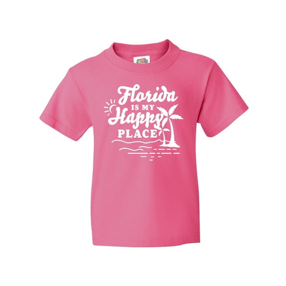 Inktastic Florida is My Happy Place with Palm Trees Youth T-Shirt