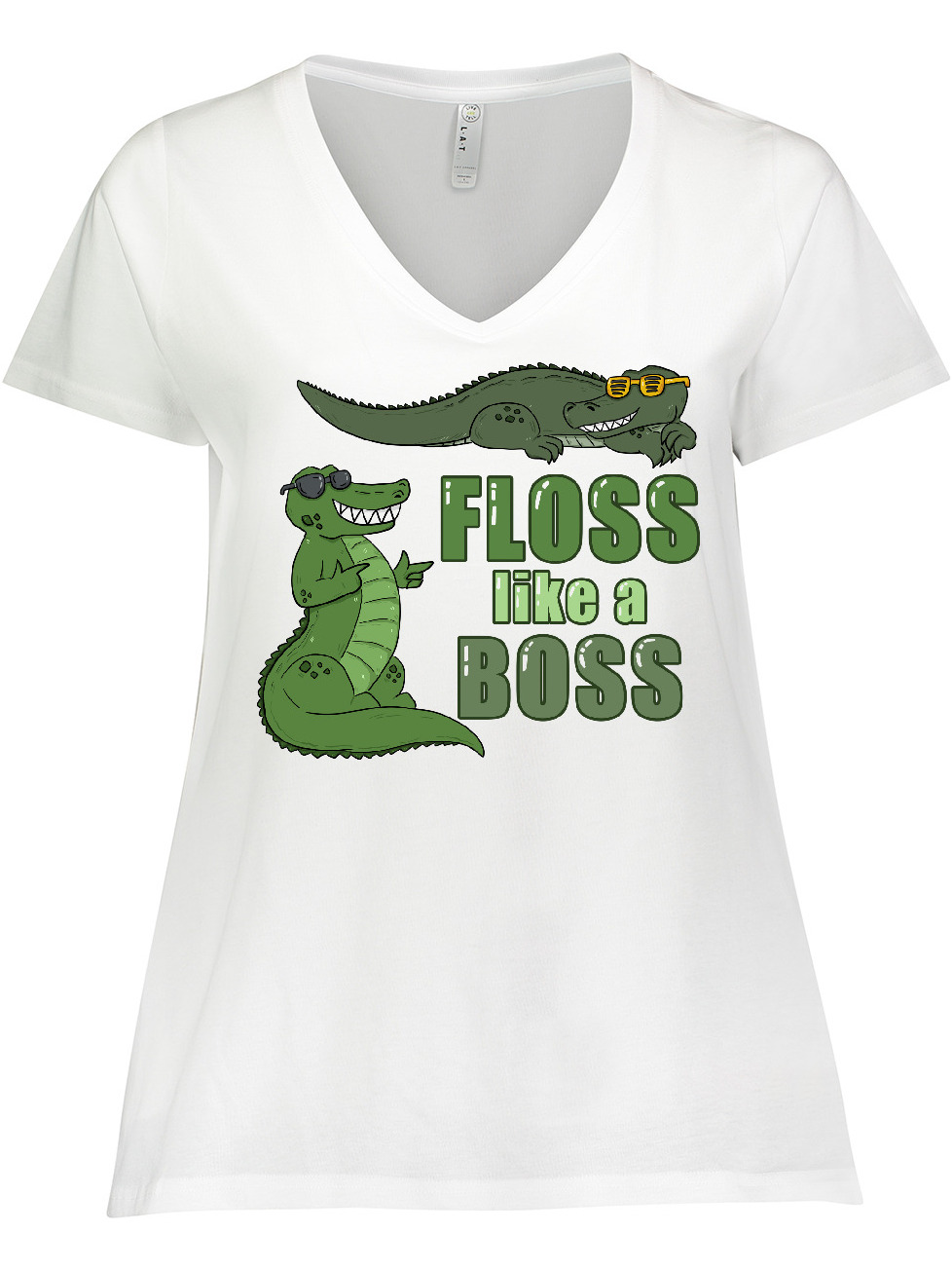Inktastic Floss Like a Boss Gators Women's Plus Size V-Neck T-Shirt - image 1 of 4