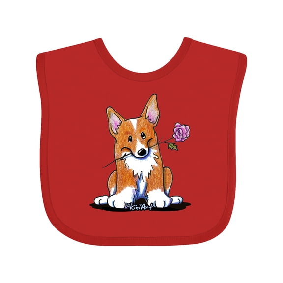 Inktastic Flower Corgi Boys or Girls Baby Bib