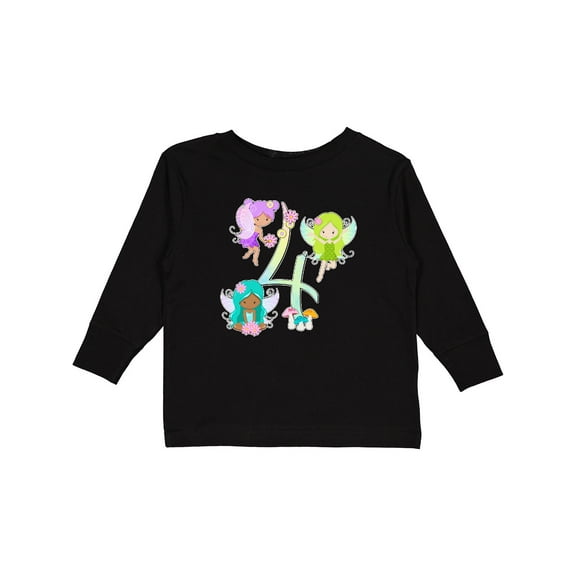 Inktastic Flower Fairies Fourth Birthday Boys or Girls Long Sleeve Toddler T-Shirt