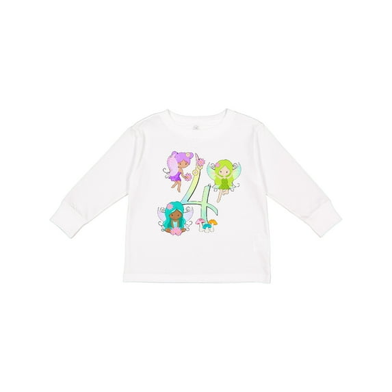 Inktastic Flower Fairies Fourth Birthday Boys or Girls Long Sleeve Toddler T-Shirt