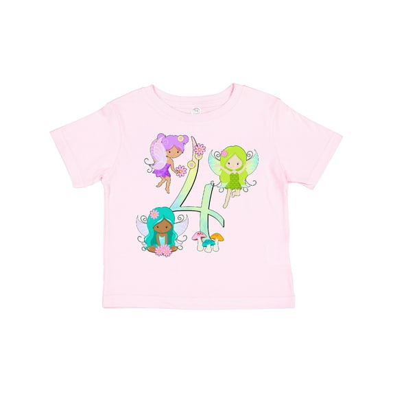 Inktastic Flower Fairies Fourth Birthday Boys or Girls Toddler T-Shirt