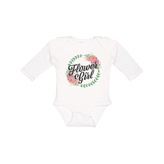 Inktastic Flower GIrl with Flower Circle Girls Long Sleeve Baby Bodysuit