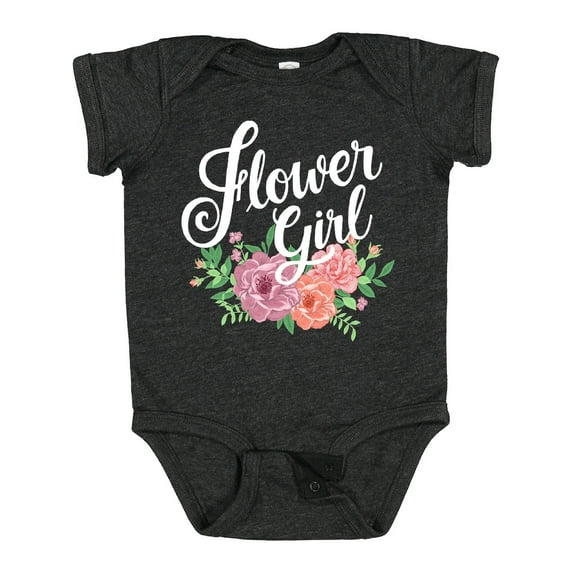 Inktastic Flower Girl Hand Lettering with Flowers Illustration Girls Baby Bodysuit