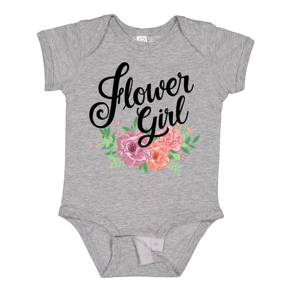 Inktastic Flower Girl Hand Lettering with Flowers Illustration Girls Baby Bodysuit