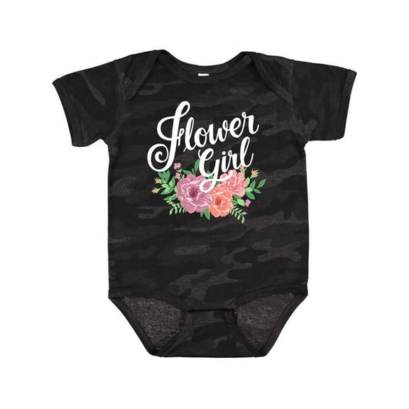 Inktastic Flower Girl Hand Lettering with Flowers Illustration Girls Baby Bodysuit