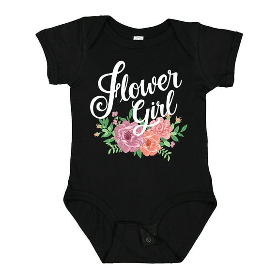 Inktastic Flower Girl Hand Lettering with Flowers Illustration Girls Baby Bodysuit