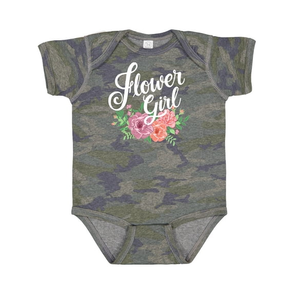 Inktastic Flower Girl Hand Lettering with Flowers Illustration Girls Baby Bodysuit