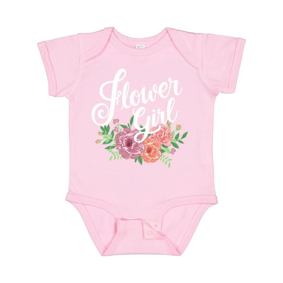 Inktastic Flower Girl Hand Lettering with Flowers Illustration Girls Baby Bodysuit