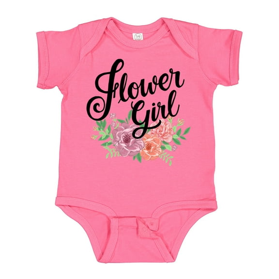 Inktastic Flower Girl Hand Lettering with Flowers Illustration Girls Baby Bodysuit