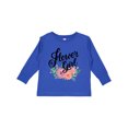 thumbnail image 1 of Inktastic Flower Girl Hand Lettering with Flowers Illustration Girls Long Sleeve Toddler T-Shirt, 1 of 5