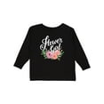 thumbnail image 1 of Inktastic Flower Girl Hand Lettering with Flowers Illustration Girls Long Sleeve Toddler T-Shirt, 1 of 5