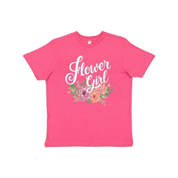 Inktastic Flower Girl Hand Lettering with Flowers Illustration Youth T-Shirt