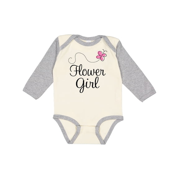 Inktastic Flower Girl Wedding Butterfly Girls Long Sleeve Baby Bodysuit