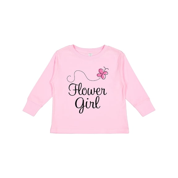 Inktastic Flower Girl Wedding Butterfly Girls Long Sleeve Toddler T-Shirt