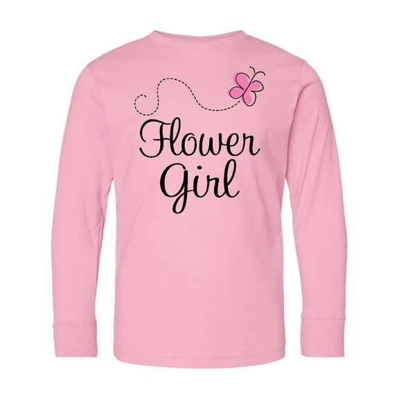 Inktastic Flower Girl Wedding Butterfly Long Sleeve Youth T-Shirt