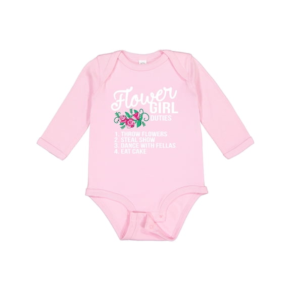 Inktastic Flower Girl Wedding Duties Girls Long Sleeve Baby Bodysuit