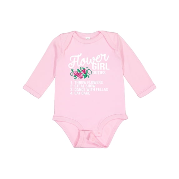 Inktastic Flower Girl Wedding Duties Girls Long Sleeve Baby Bodysuit
