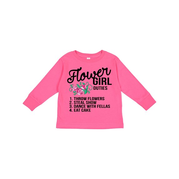 Inktastic Flower Girl Wedding Duties Girls Long Sleeve Toddler T-Shirt