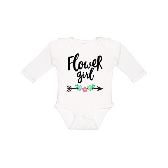 Inktastic Flower Girl with Arrow and Flowers Girls Long Sleeve Baby Bodysuit