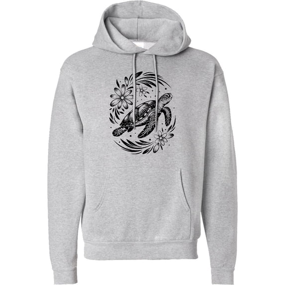 Inktastic Flowered Sea Turtle in Wave Adult Hoodie Sweatshirt