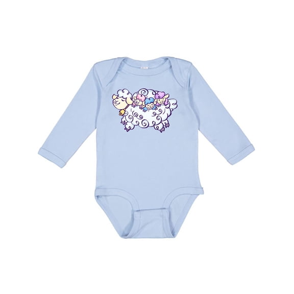 Inktastic Fluffy Sheep Family Boys or Girls Long Sleeve Baby Bodysuit