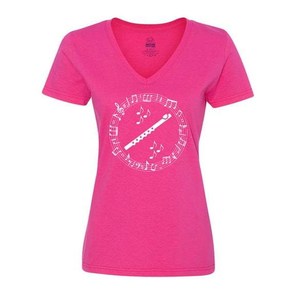 Inktastic Flute Musician Instrument Gift Women's V-Neck T-Shirt