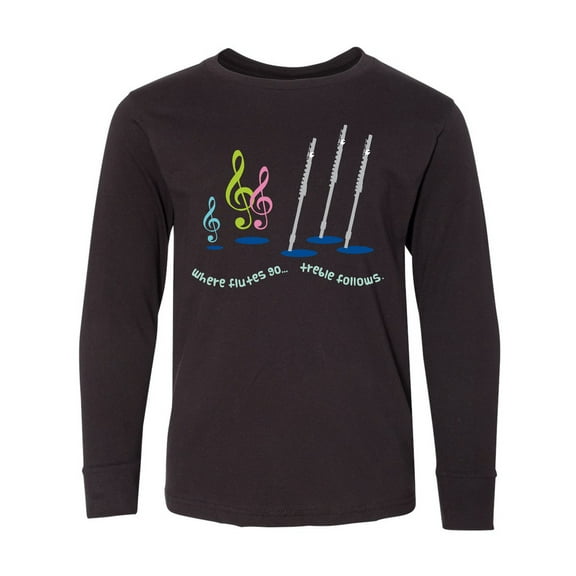 Inktastic Flute Player Treble Long Sleeve Youth T-Shirt