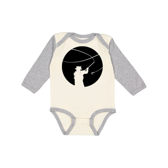 Inktastic Fly Fishing Silhouette Boys or Girls Long Sleeve Baby Bodysuit