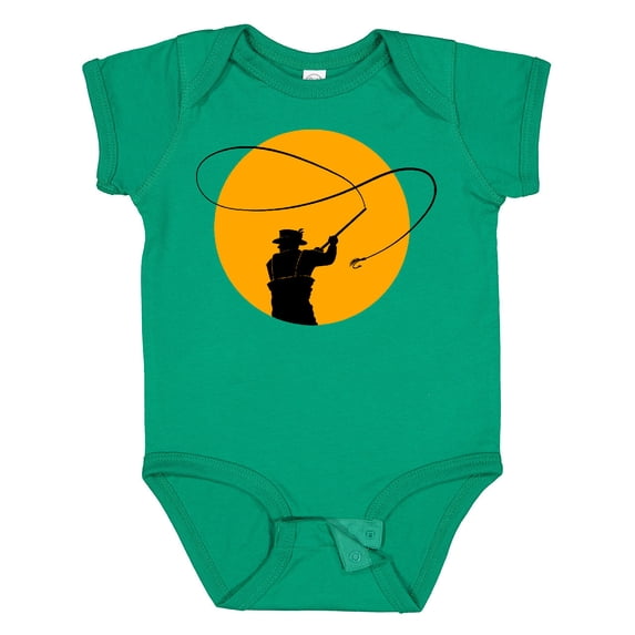 Inktastic Fly Fishing Sun Silhouette Boys or Girls Baby Bodysuit