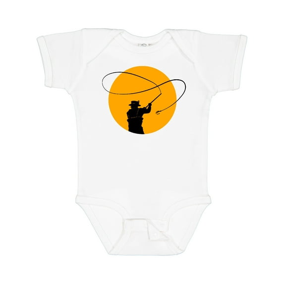 Inktastic Fly Fishing Sun Silhouette Boys or Girls Baby Bodysuit