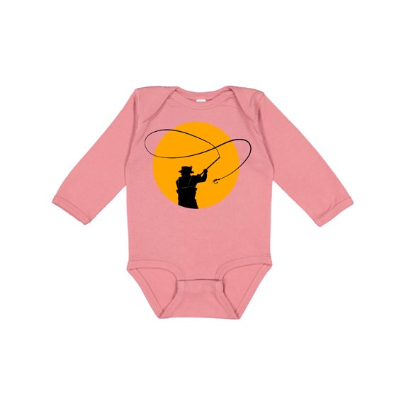 Inktastic Fly Fishing Sun Silhouette Boys or Girls Long Sleeve Baby Bodysuit