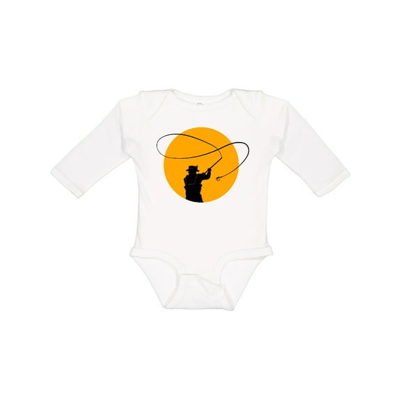 Inktastic Fly Fishing Sun Silhouette Boys or Girls Long Sleeve Baby Bodysuit
